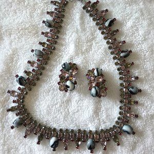 Vintage Chocker and Clip on Earrings Set